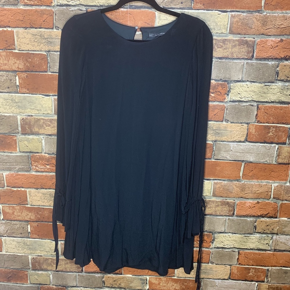 Zara shift dress with tie sleeve